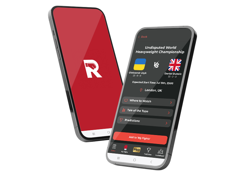 The Ringwalks app showing a fight screen